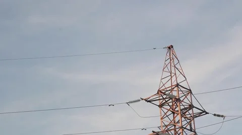 Power lines. The evening of the pylon outline Video stock 65874053