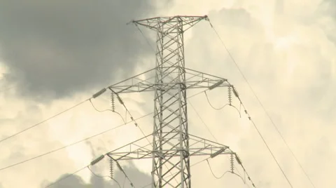 Power lines fast clouds Stock Footage 5502717