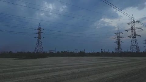 Power lines Stock Footage 91305215