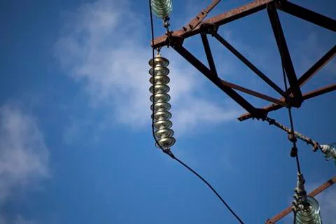Power lines. High voltage. Foto stock