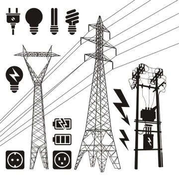 Power lines Stock Illustration