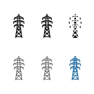 Power lines multipack electric grid color icon vector Stock Illustration