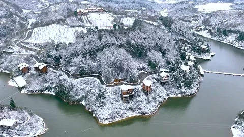 Power Lines Operating During Heavy Snowfall 4k Aerial Stock Footage 321046300