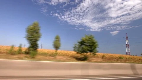 Power Lines Over Field And Expressway Video stock 81511461