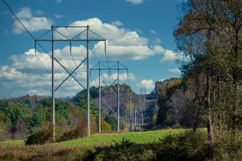 Power Lines in a Row Stock Photos