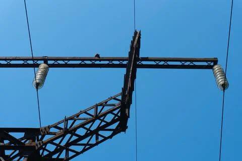 Power lines on a sky Stock Photos