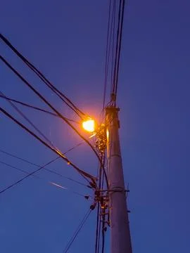 Power lines in the sky Stock Photos
