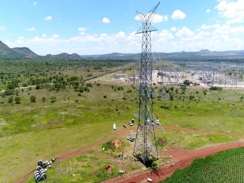 Power lines &amp; Substation being constructed 動画素材 73993861