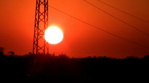 Power Lines on sunrise II. Stock Footage 508169