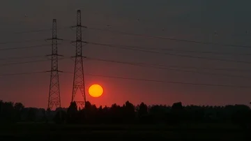 Power Lines Sunset Stock Footage 85842986