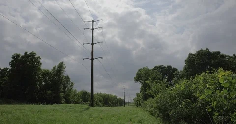 Power Lines With Sweeping Clouds Video stock 91945926