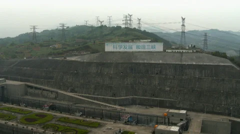 Power lines at Three Gorges Dam 4 Stock Footage 39832393