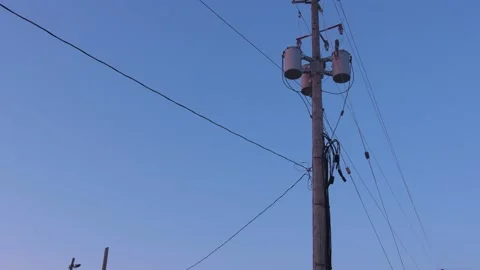 Power lines with a tilt. Stock Footage 157996907