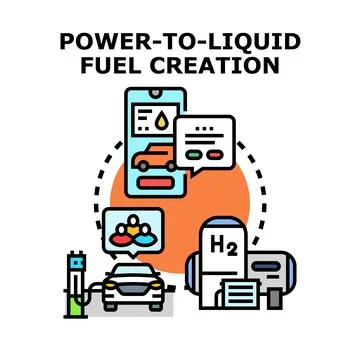 Power to liquid fuel creating future energy solutions Stock Illustration