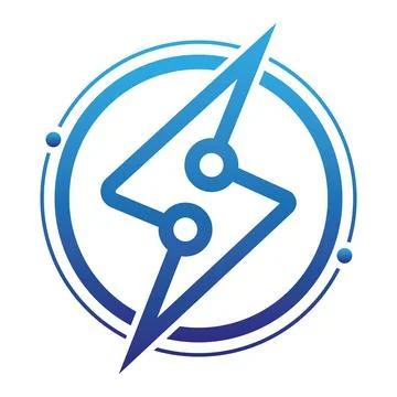 Power logo design vector with circle Technology icon design Illustrazione stock