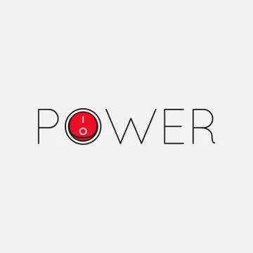 Power logo with power button on white background Stock Illustration