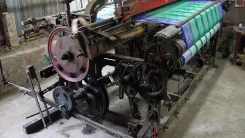 Power loom weaving Stock Footage 346727779
