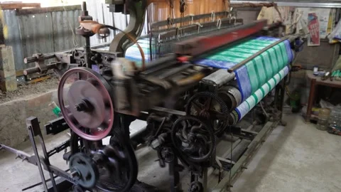 Power loom weaving Stock Footage 346727878
