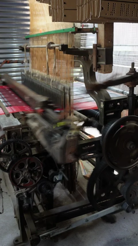 Power loom weaving Stock Footage 346727953