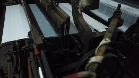 Power loom workshop in the textile city of Bhiwandi Stock Footage 121186961