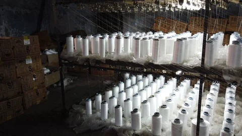 Power loom workshop in the textile city of Bhiwandi Stock Footage 121187095