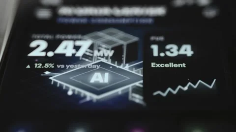 Power Management Forecasting Analytics Display with Interactive Data Stock Footage 340560407