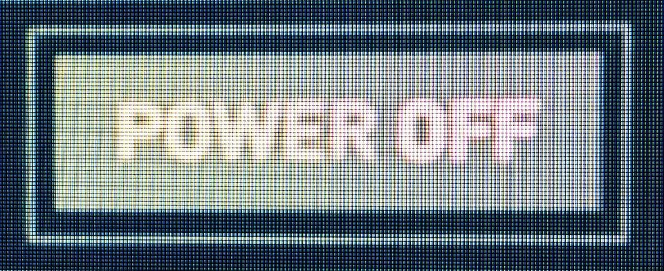 Power off message on lcd screen displaying pixels Stock Illustration