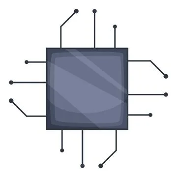 Power microprocessor chips icon, cartoon style Ilustração Stock