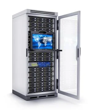 Power modern server only isolated. 3d illustration Stock Illustration