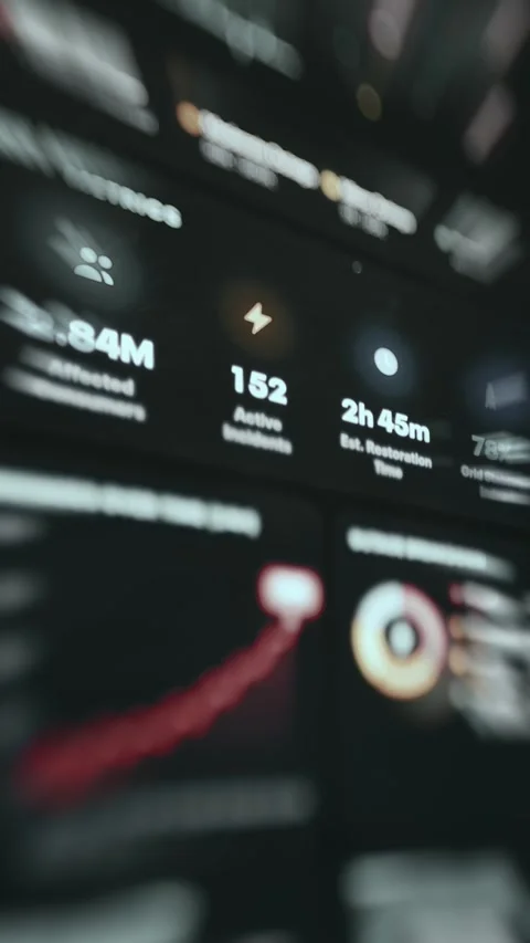 Power Outage Dashboard with Affected Consumers and Incidents Stock Footage 338396986