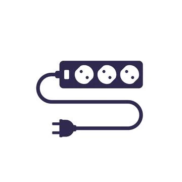 Power outlet with cable and plug, icon on white Illustrazione stock