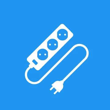 Power outlet with cable and plug vector icon Stock Illustration