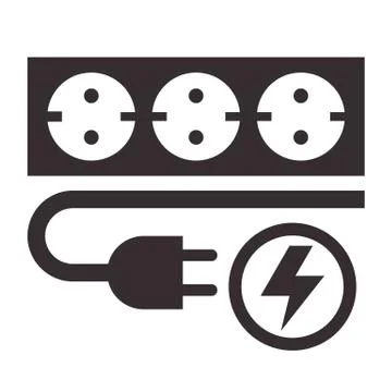 Power outlet, plug and lightning sign Stock Illustration