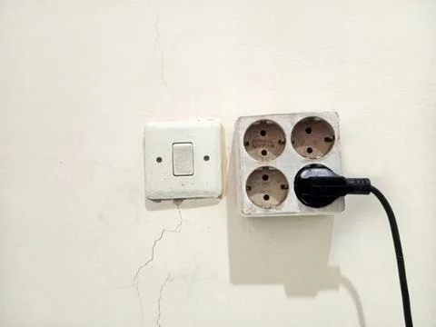 Power Outlet with Switch and Plug Inserted Stock Photos