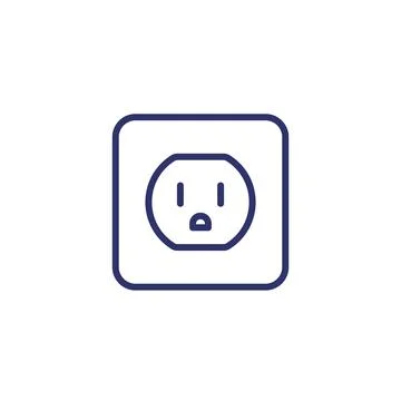 Power outlet with type B socket, vector line icon Stock Illustration