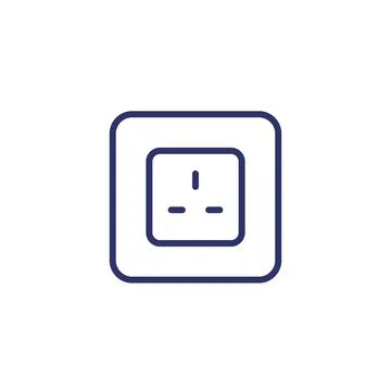 Power outlet with type G socket, vector line icon イラスト素材