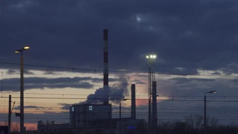 Power plant after the sunset Video stock 150903625