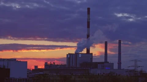 Power plant after the sunset Stock Footage 150903642