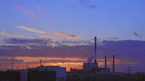 Power plant after the sunset Stock Footage 150903780
