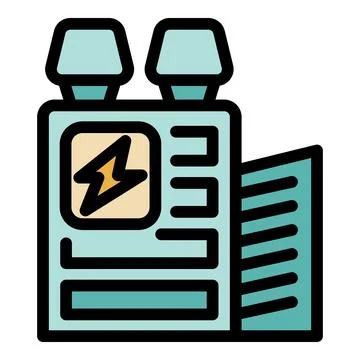 Power plant building generating electrical energy with solar panels Ilustración de archivo