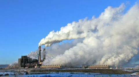 Power Plant Coal Pollution global warming climate change closer HD Stock Footage 97438