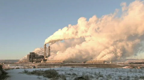 Power Plant Coal Pollution HD Stock Footage 97441