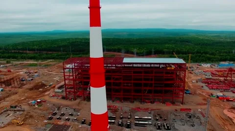 Power plant construction Stockbeeldmateriaal 65263060