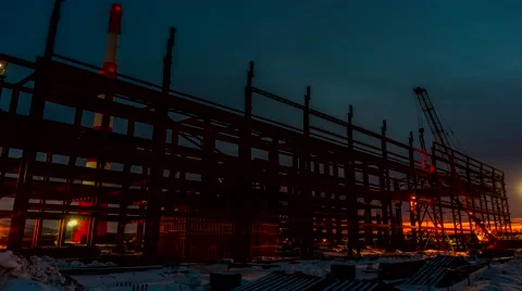 Power plant construction time lapse Stockbeeldmateriaal 65263017