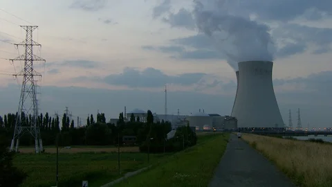 Power Plant Evening Stock Footage 85842945