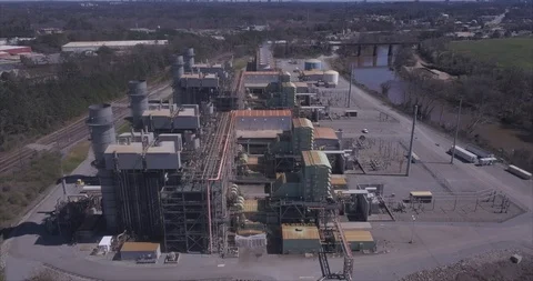 Power Plant Fly Over Stock Footage 86618359