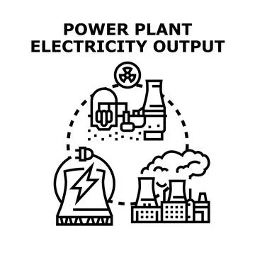 Power plant generating electricity output and energy production Stock Illustration