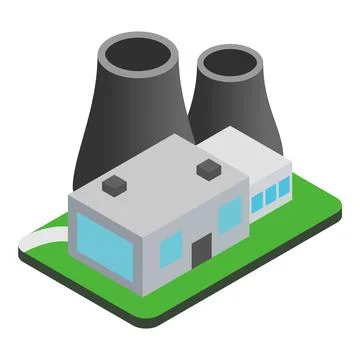 Power plant icon isometric vector. Nuclear power plant industrial building icon Ilustración de archivo
