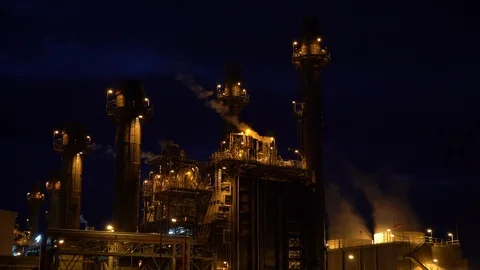 Power plant at night. Stock Footage 86627595