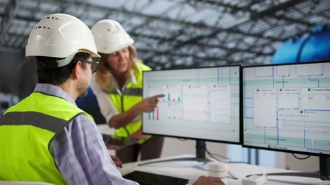 Power Plant Operator Controlling Gas Turbine Engine Stock Footage 327530091